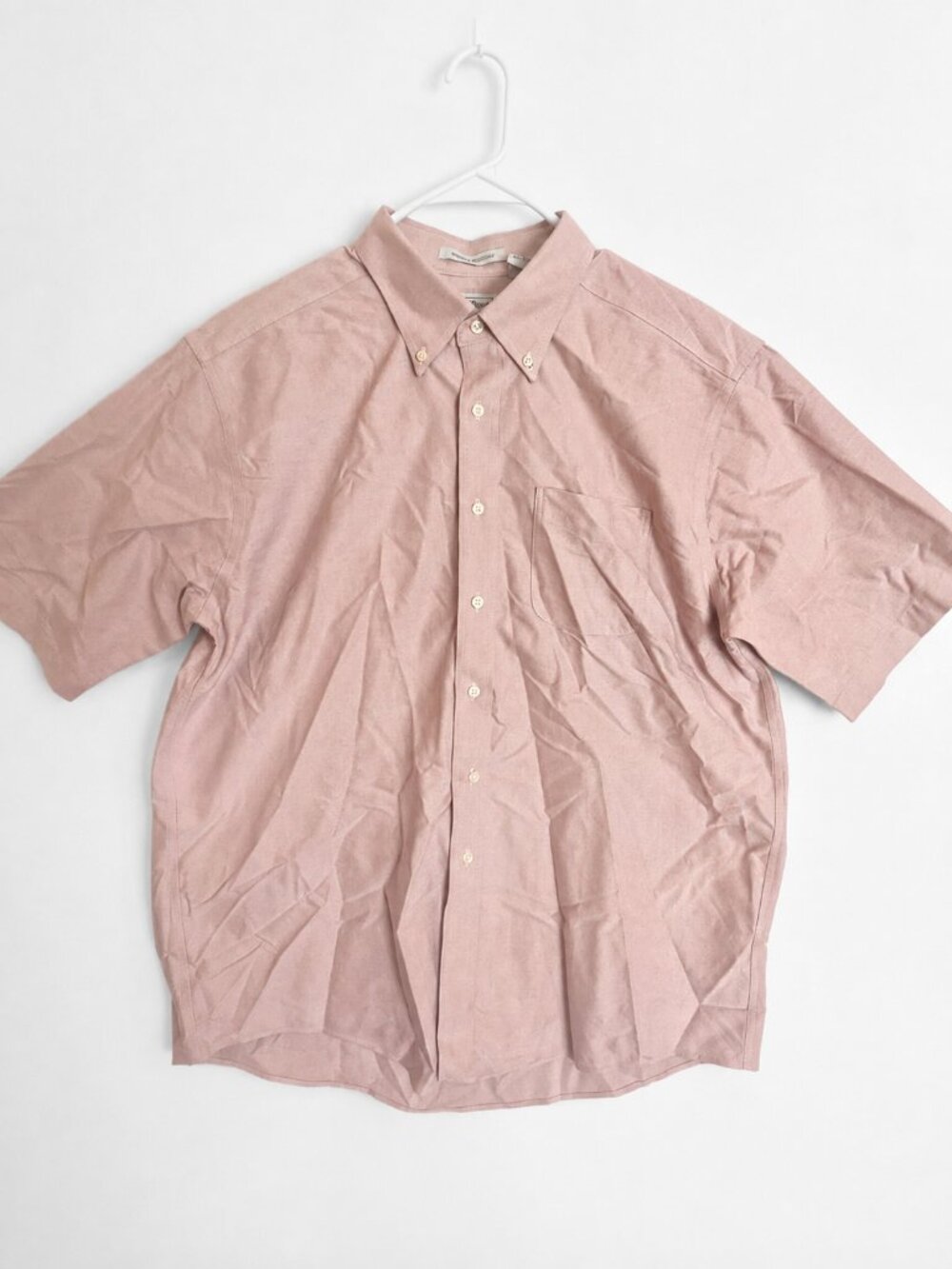 Vtg 90s Y2K LL Bean Mens 17 Oxford Shirt Light Red Pink Wrinkle Resistant Preppy